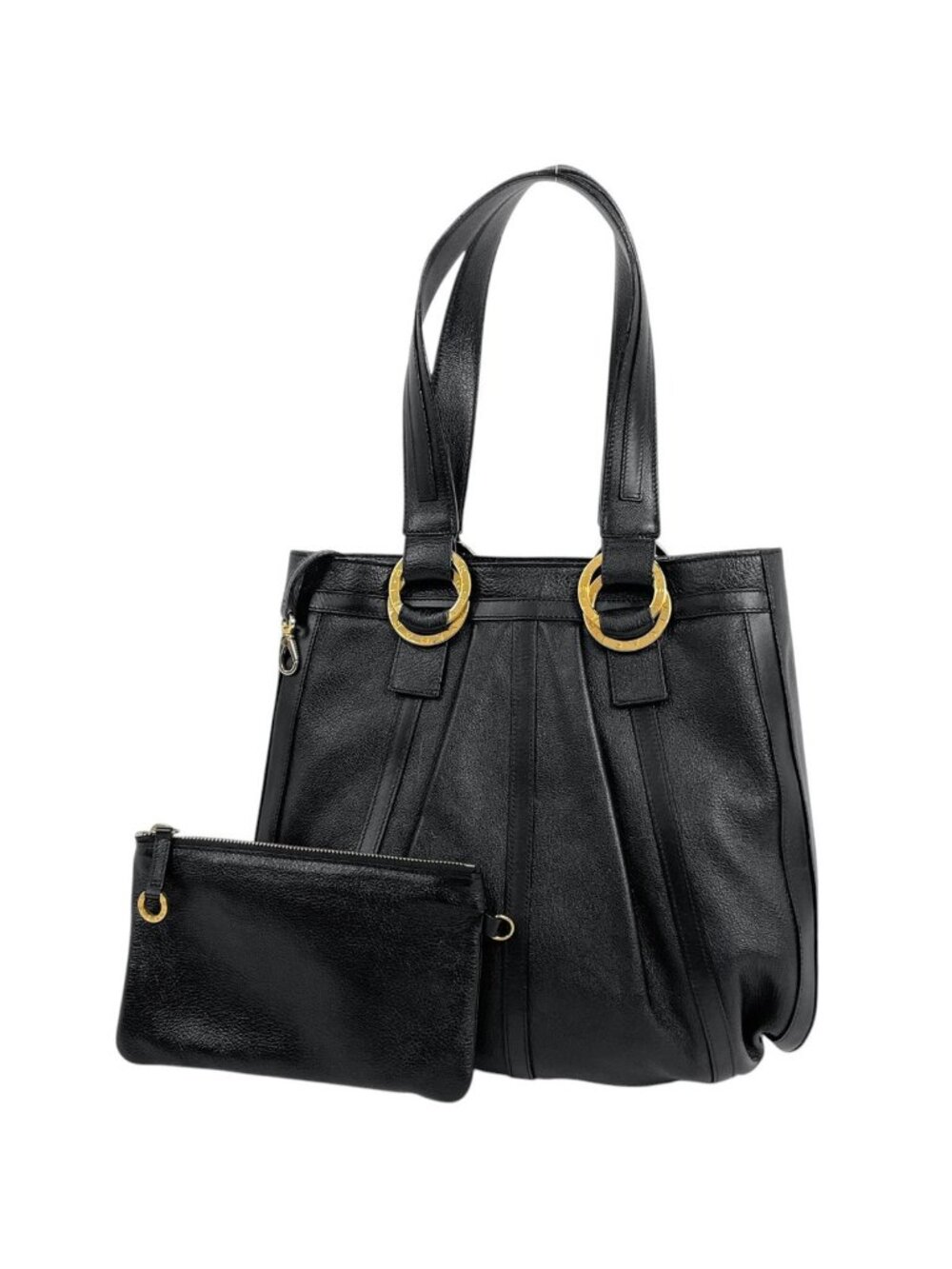 Bvlgari Tote Bag Chandra Leather Black